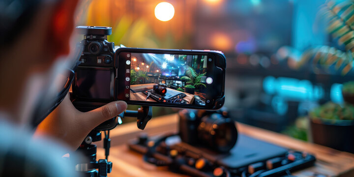 Content creator making new content on their smartphone