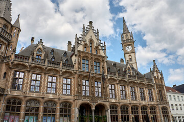 Fototapeta premium Old post office building with clock tower, Ghent, Belgium