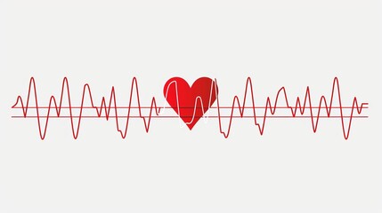 Vector illustration of a red heart beat, isolated on a white background.


