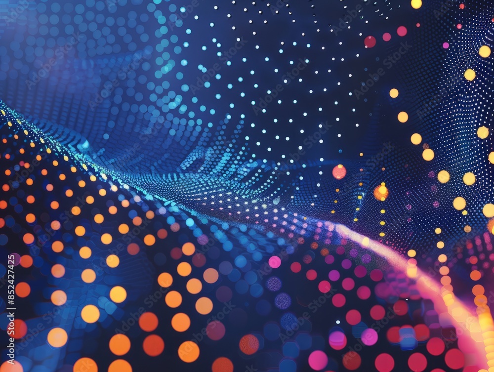Poster the background is a gradient of dark blue and black with sparkly light-colored dots scattered throug