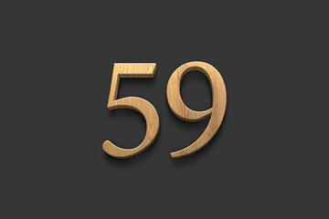 3D wooden logo of number 59 on dark grey background.