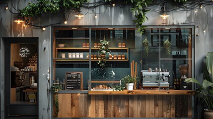 Coffee shop window mockup door