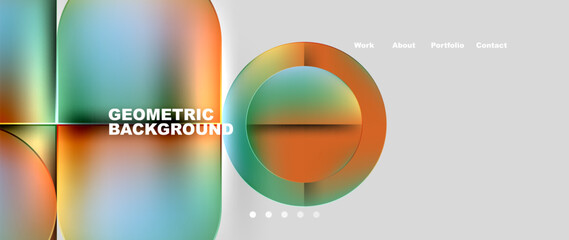 Circles and lines. Bright colorful geometry with glassmorphism effect. Vector Illustration For Wallpaper, Banner, Background, Card, Book Illustration, landing page