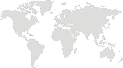 Detailed world map. Isolated world map. Isolated on white background. Vector illustration.