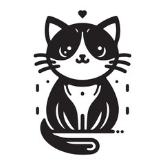 a cute vector silhouette illustration cat