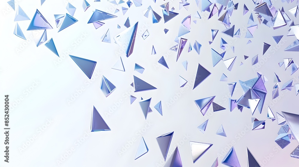 Poster abstract drizzle of triangular geometric shapes on clean white background
