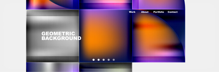 Fototapeta premium Round triangles and squares web site page template. Vector Illustration For Wallpaper, Banner, Background, Card, Book Illustration, landing page
