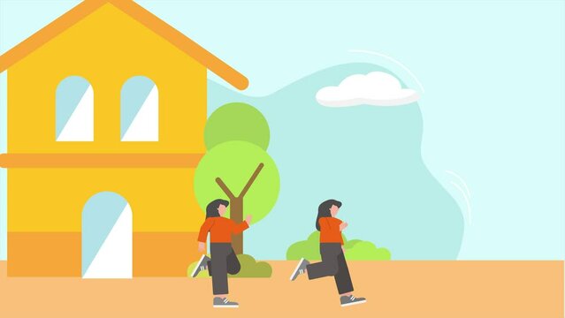 Animated video Earthquake safety concept. Full length animation illustration. High quality 4k footage.