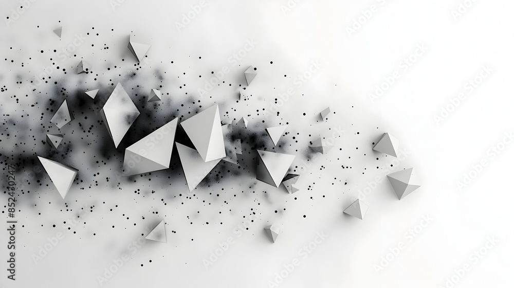 Poster atmospheric abstract geometric triangle shapes 3d rendered monochrome background