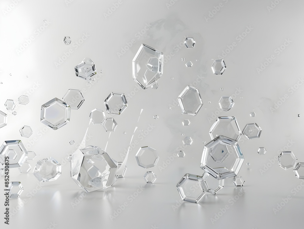 Poster captivating hexagonal prism arrangement: a mesmerizing 3d rendered abstract geometric backdrop