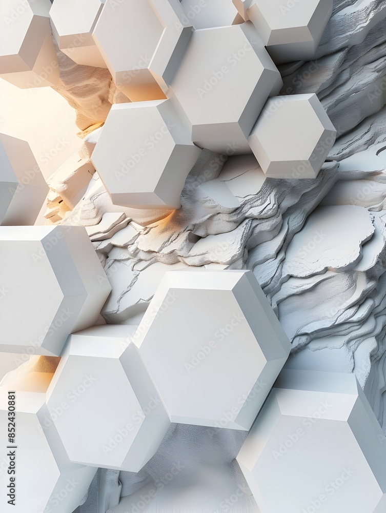 Aufkleber captivating hexagonal geometry:atmospheric 3d rendered abstract backdrop