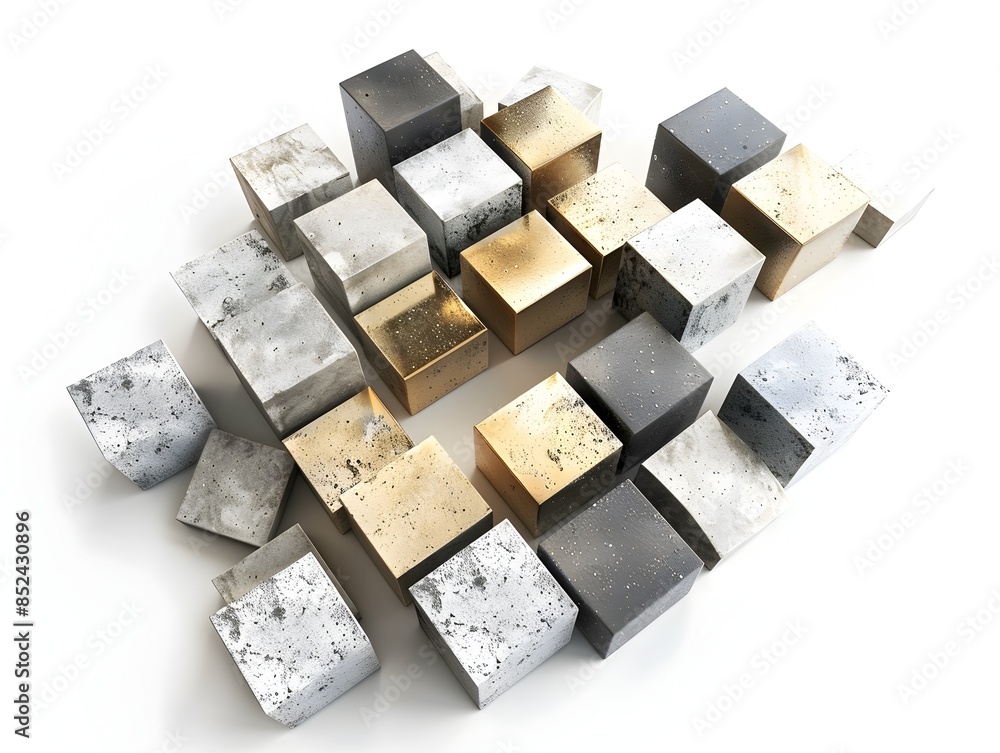 Poster captivating minimalist geometric cube shapes - abstract 3d rendered design on isolated white backgro