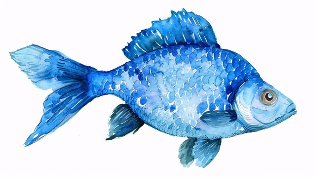 recommend clip art: A blue fish with a white background