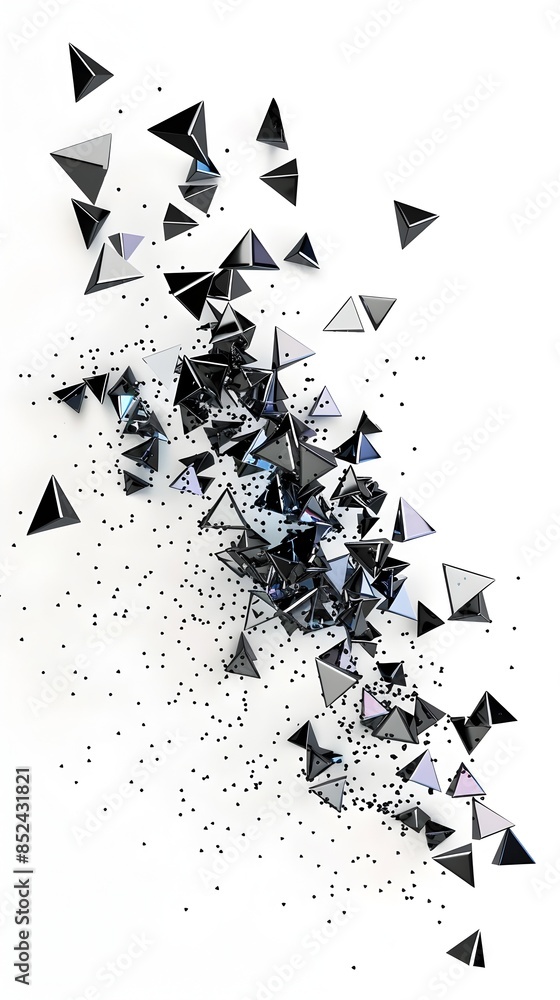 Poster dynamically scattered triangular abstract 3d render