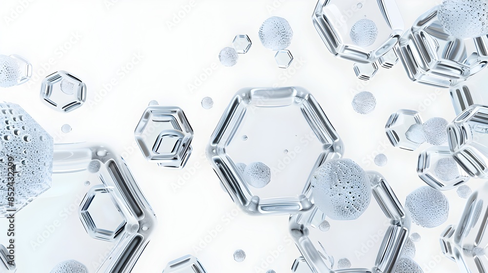 Poster ethereal hexagon condensation - abstract 3d rendered minimal geometric backdrop