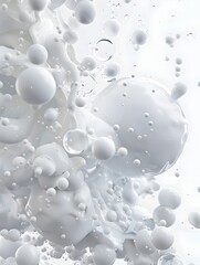 Ethereal Condensation Spheres Floating in Minimalist White Background
