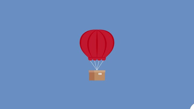 animated hot air balloon in the sky