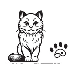 a cute vector silhouette illustration cat