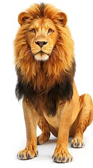 Obraz premium Majestic 3D Rendered Lion,King of the Jungle with Powerful Presence on Isolated White Background
