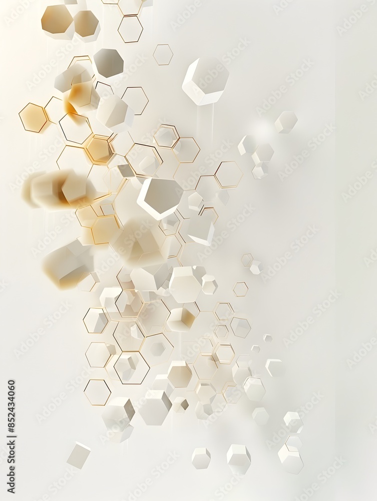 Poster mesmerizing geometric moisture hexagon shapes in 3d render on clean background