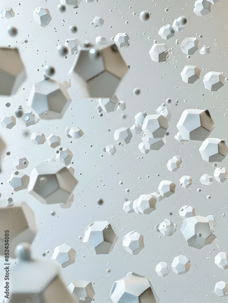 Poster mesmerizing hexagonal moisture patterns in minimalist 3d rendered digital artwork