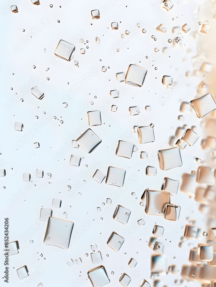 Poster minimalist 3d rendered composition of humidity-inspired abstract geometric shapes on isolated white 