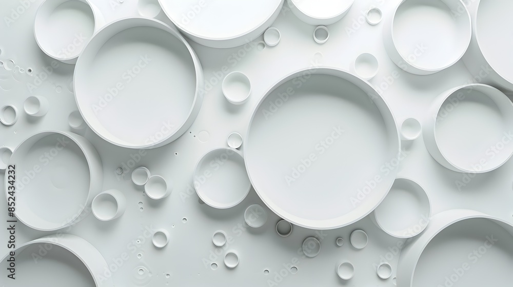 Poster minimalist 3d rendered composition with circular shapes and humidity effect on white background