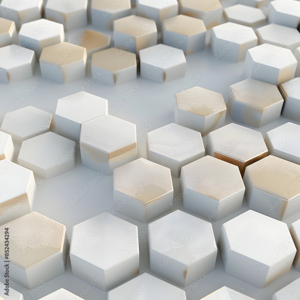 Poster minimalist 3d rendered hexagonal backdrop with clean geometric design