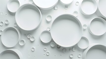 Minimalist 3D Rendered Composition with Circular Shapes and Humidity Effect on White Background