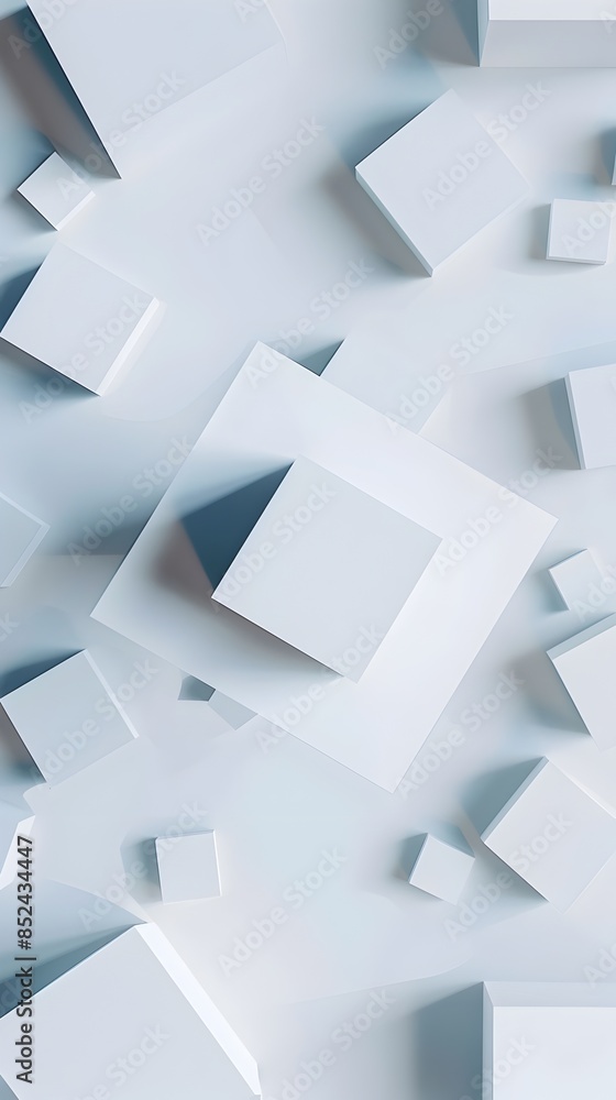 Poster minimalist 3d rendered squares and cubes on pristine white background