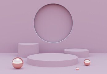 3D podium background pink color. Fashion podium. Abstract composition in minimal design. Platforms for product display presentation. Stage showcase.