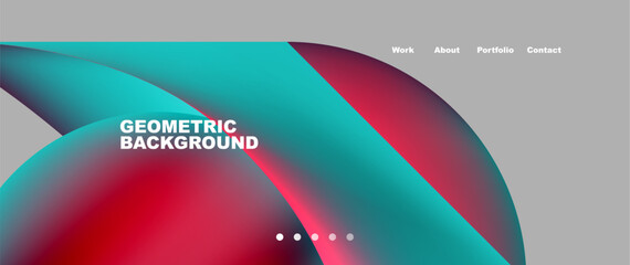 Web page design with geometric elements - circle and wave. Techno art concept. Vector Illustration For Wallpaper, Banner, Background, Card, Book Illustration, landing page