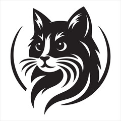 a cute vector silhouette illustration cat