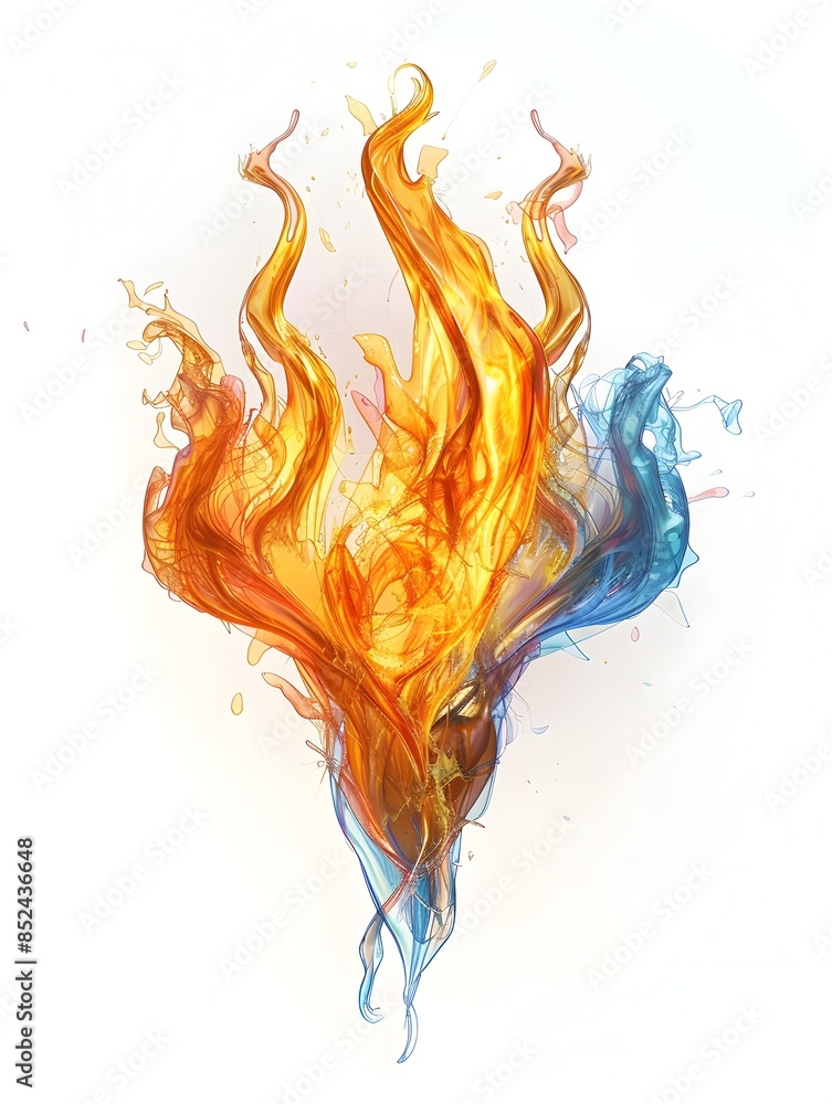 Poster vibrant fiery aries zodiac element - abstract 3d rendering of flaming astrology symbol