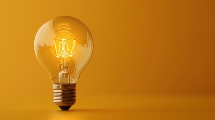 A Light Bulb on a Yellow Background