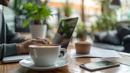 Fototapeta premium Coffee Break in a Cozy Cafe