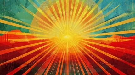 Obraz premium Abstract summer background with bright sun rays bursting outwards
