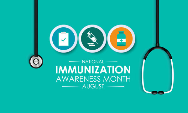 National immunization or Immunisation awareness month. Immunization raises the awareness about why vaccines are important for people. Vector illustration. Banner poster, flyer and background design.