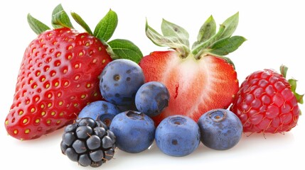 Fresh mixed berries isolated on white background