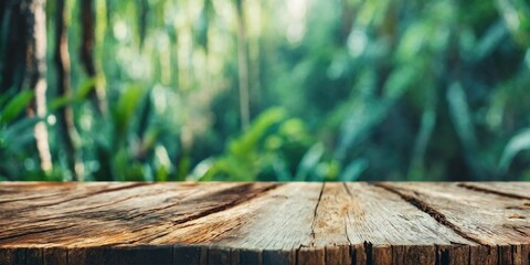 grass and wooden table