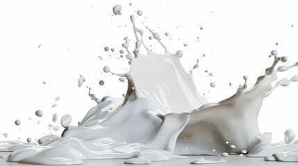 Splash of Fresh Milk Floating in the Air on White Background