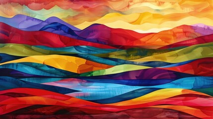 Fototapeta premium Colorful Landscapes Vibrant Shapes and Strokes Reflecting Artistic Expression