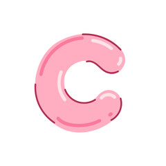 Colorful letter C vector illustration, kid font in glossy jelly bubble style, candy style alphabet C image