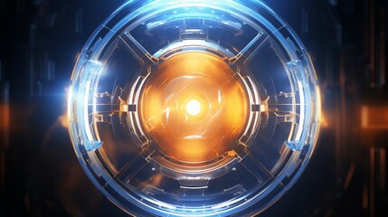 Obraz premium Futuristic Sci-Fi Technology with Glowing Core and Holographic Design