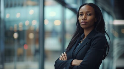 Businesswoman preparing for a presentation in a corporate setting.
