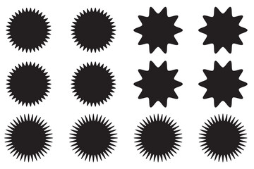 Shine stars shape icons, sparkling, geometric shapes symbols. Glow shiny icons for party or greeting cards. Vector illustration