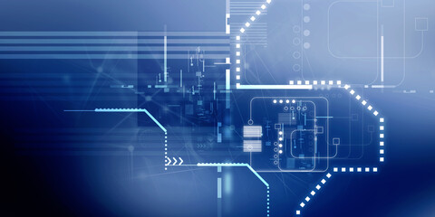 2d illustration Abstract futuristic electronic circuit technology background