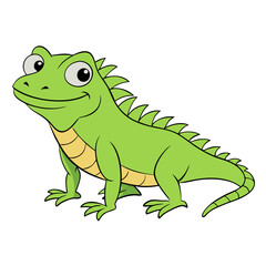 Fototapeta premium An illustrated green iguana with spines along its back