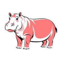 Obraz premium cute illustrated hippo with bright pink skin