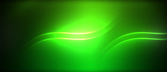 Neon glowing circle rays, light round lines in the dark, planet style neon wave lines. Energetic electric concept design for wallpaper, banner, background